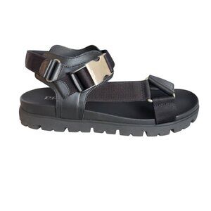 Prada Nastro Black Canvas‎ and Leather Tape Men's Sandal, 10.5 - - 2x3055